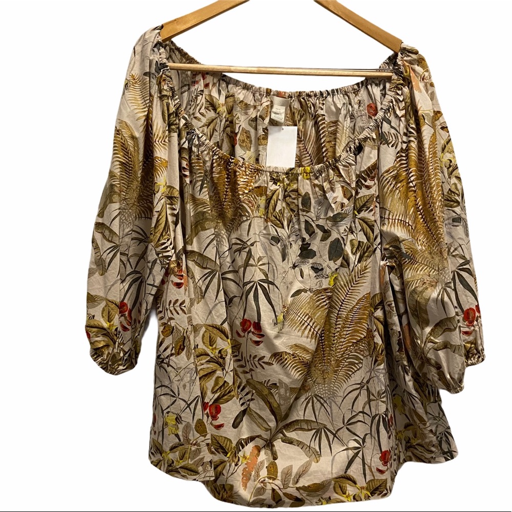 NWT H&M Off the Shoulder Print Top Size XL